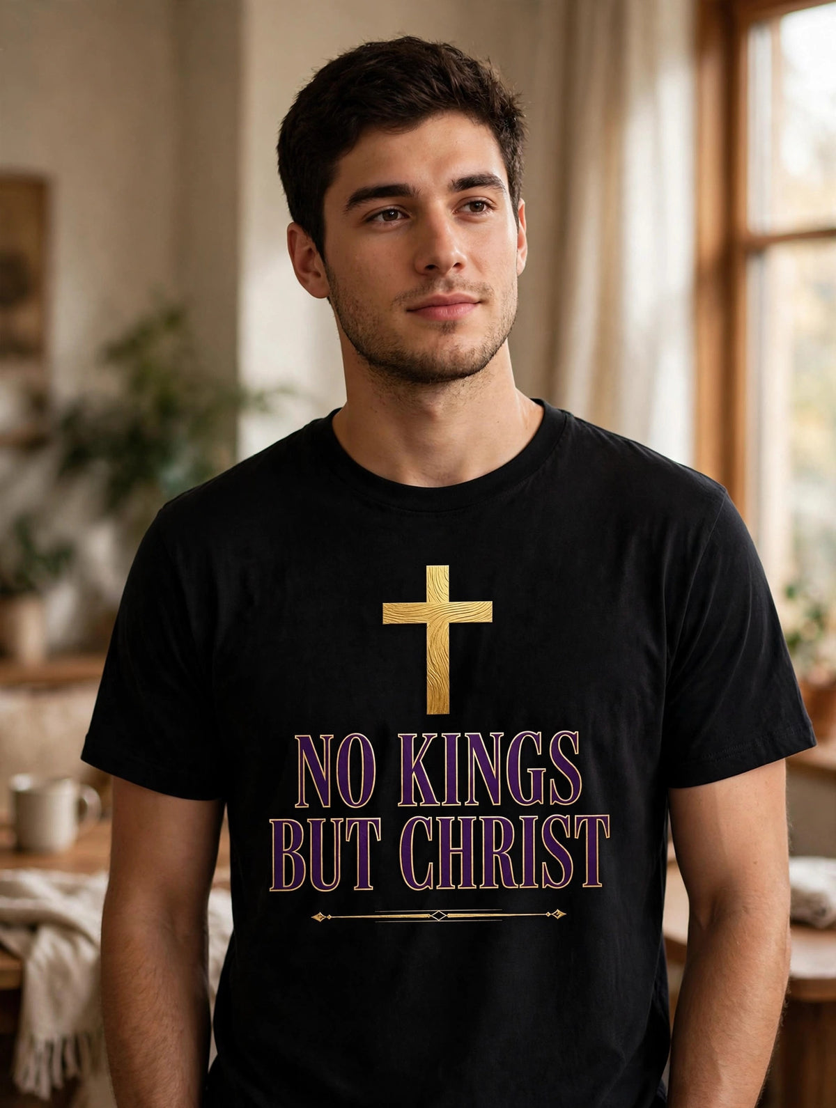 No Kings But Christ Tee mockup